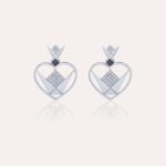 Emblem Diamond Earrings Heart Shape with black Diamond