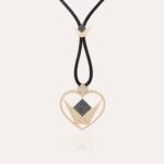 Emblem Black  Diamond Necklace Heart with leather