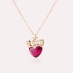 Crown Gold Necklace with Heart