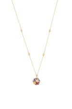 Dice Diamond Necklace with Precious Colored Stones