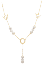 Emblem Gold Necklace with Pearls