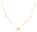 Emblem Gold Necklace with Pearls