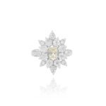 Classic Diamond Ring with Colored Stone