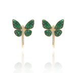 Butterfly Diamond Earrings with Emerald