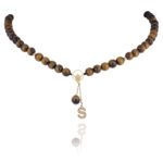 Initial Diamond Necklace with Precious Beads