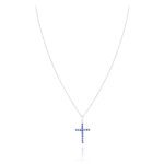 Religious Cross Necklace Diamond with Sapphire