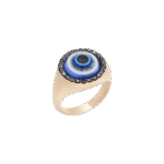 Evil Eye Diamond Ring with Black Diamonds