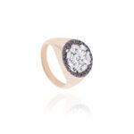 Classic Trapeze Diamond Ring with Black Diamond