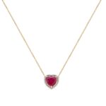 Daily Dazzle Diamond Heart Necklace with Ruby