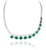 Daily Dazzle Diamond Necklace with Emerald and Marquise