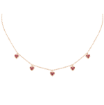 Gold Necklace Love Hearts with Ruby