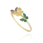 Butterfly Diamond Bracelet with Emerald and Sapphire