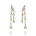 Classic Diamond Earrings with Yellow Stones