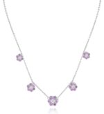 Daily Dazzle Diamond Flowers Necklace with Pink Sapphire