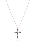 Religious Cross Black Diamond Necklace