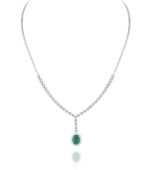 Classic Diamond Necklace with Emerald