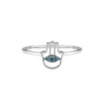 Hand of Fatima Diamond Ring With Blue Sapphire