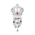 Crown Diamond Ring with Emerald Ruby and Sapphire