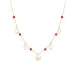 Emblem Gold Necklace with Colored Stones