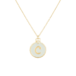Initials Diamond Necklace Letter C with Enamel