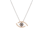 Evil Eye Diamond Necklace with Black Diamond and Blue Sapphire