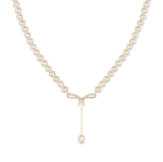 Daily Dazzle Ribbon  Diamond Necklace with Pearls