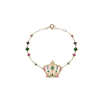 Crown Gold Bracelet with Colored Stones