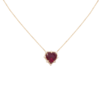 Daily Dazzle Diamond Necklace Heart with Colored Stone