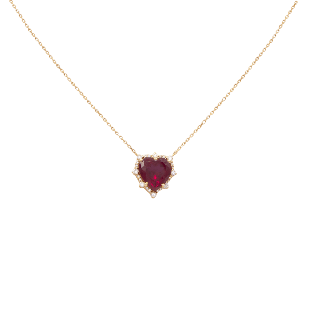 FDPOTW5454BT1FA0HRHGR Daily Dazzle Diamond Necklace Heart with Colored Stone - Image 1