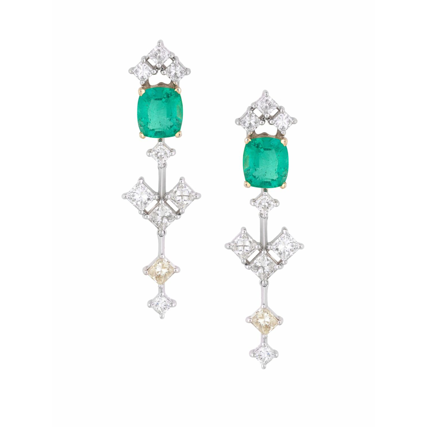 New Project (34) Daily Dazzle Diamond Earrings with Emerald - Image 1