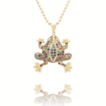 Daily Dazzle Diamond Frog Necklace with Brown Diamond  Sapphire and Precious Stones