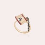 Tarboush Diamond Ring with Ruby