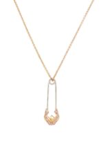 Oummi Gold Necklace with Sapphire Safety Pin