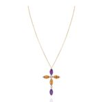 Daily Dazzle Cross Diamond Necklace with Precious Colors