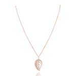 Leaves Pendant Gold with White Diamond