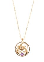 Zodiac Diamond Necklace Scorpio with Brown Diamond and Precious Stones