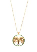 Zodiac Diamond Necklace Aries with Emerald and Precious Stone