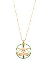 Zodiac Diamond Necklace Libra with Emerald and Precious Stone