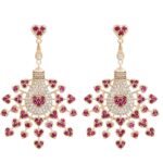 Light Diamond Earrings with Brown Diamond and Ruby