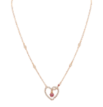 Light Diamond Necklace Heart with Ruby