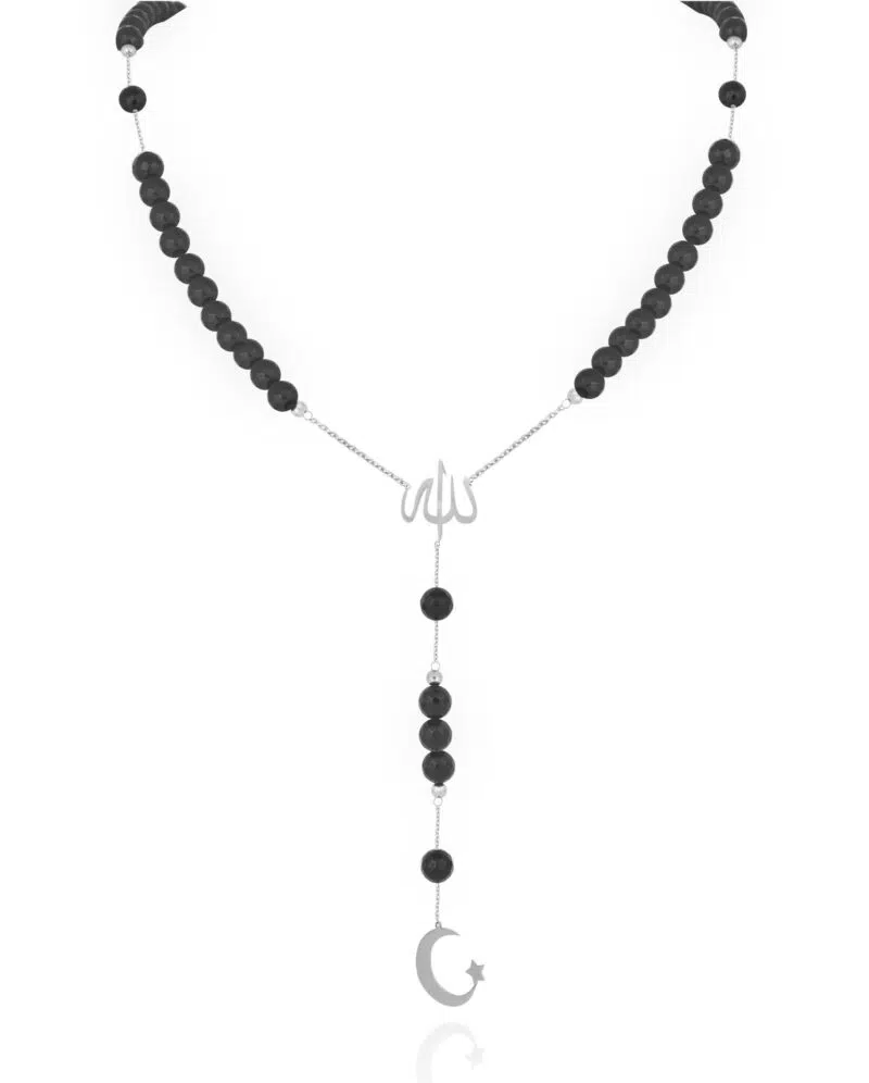 Religious Men Gold Allah Crescent Moon Necklace with Precious