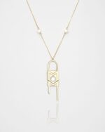 Oummi Gold Lock Necklace with Pearls