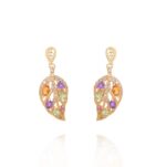 Leaves Diamond Earrings with Precious Colors