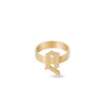 Initials Gold Ring Letter D
