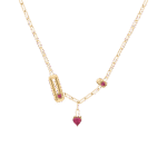Love Lock Gold Necklace with Colored Stones