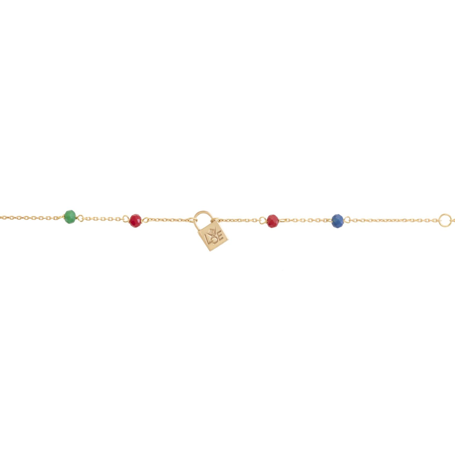 New Project (12) Lock Gold Bracelet Love with Colored Stones - Image 1