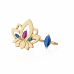 Lotus Gold Ring with Colored Stones
