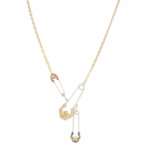 Oummi Diamond Necklace with Ruby and Sapphire Safety Pins