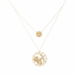 Zodiac Gold Necklace Sagittarius and Sun Face
