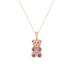 Teddy Bear Diamond Necklace with Pink Sapphire